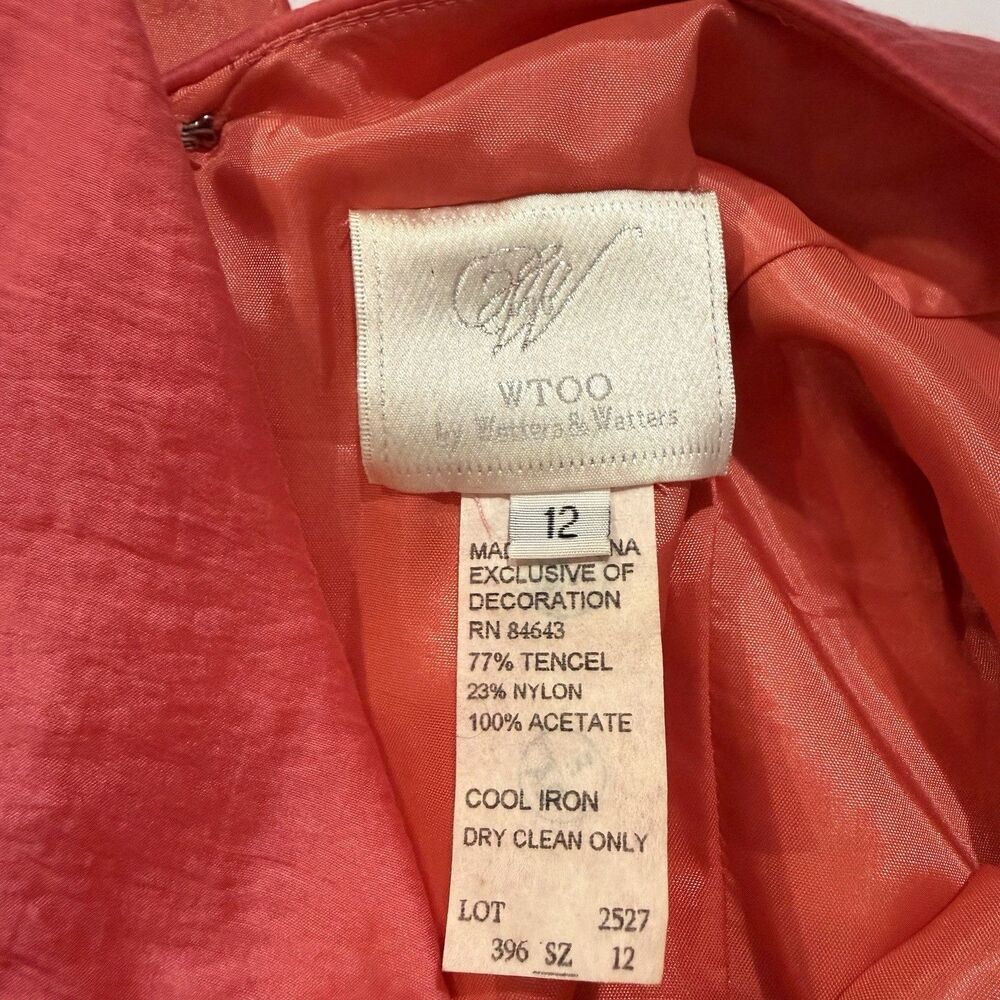WTOO by Watters and Watters Womens Size 12 Pink Coral Cocktail Dress - Picture 6 of 8